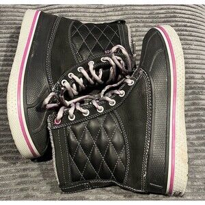 Crocs Womens 7 US AllCast Waterproof Duck Boot Snow Weather Black Purple Gray